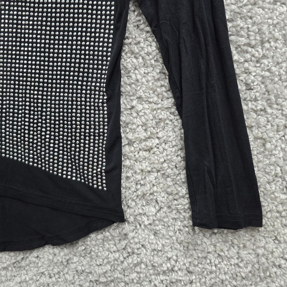 Alberto Makali Top Womens Medium Black Long Sleeve Metallic Studs Punk Gothic - Picture 2 of 12